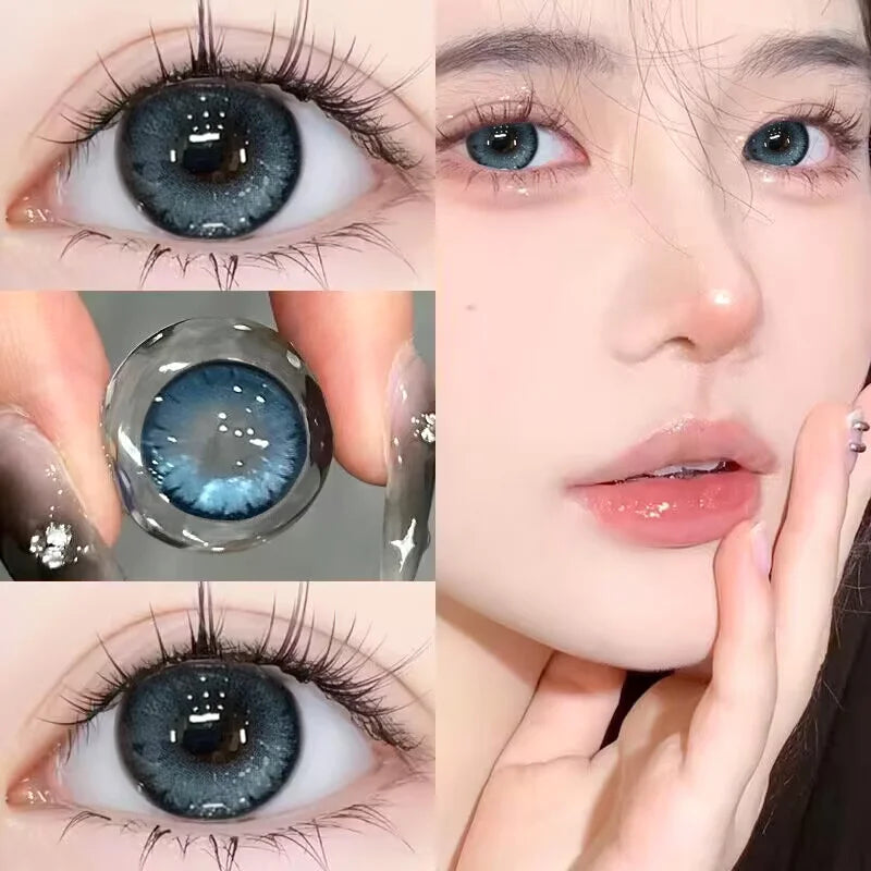 1 Pair Colored Contact Lenses with Diopters – Natural Blue and Green – Night Magic