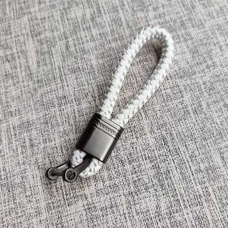 Braided Keychain Loop for Car Keys β White2