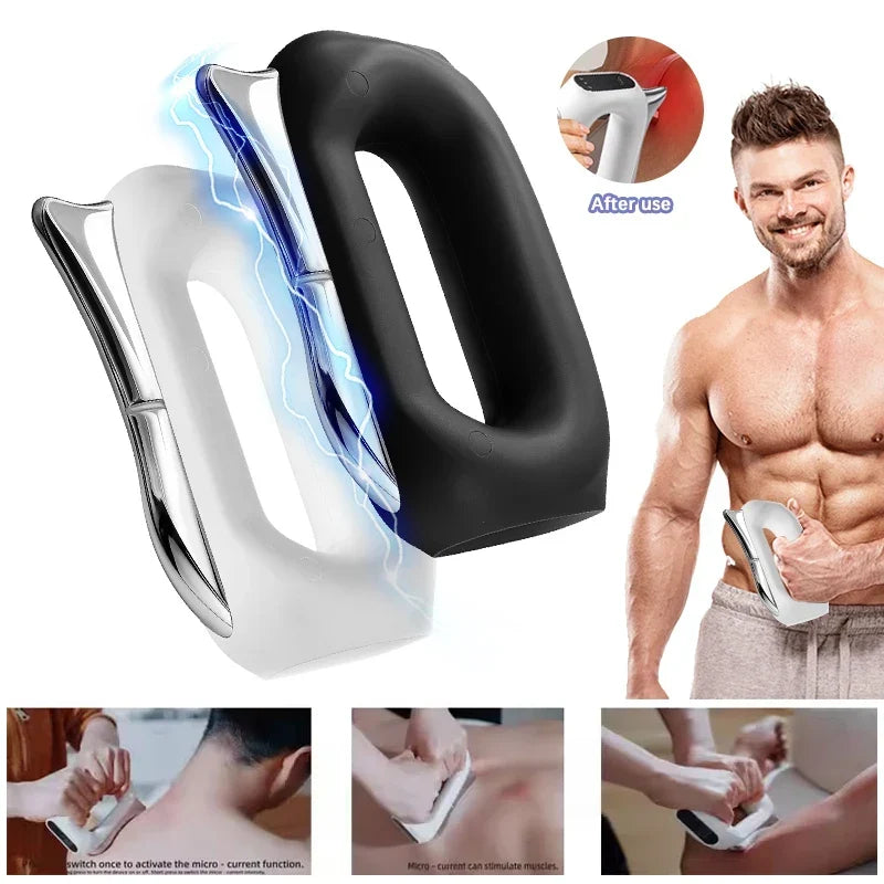 Electric Muscle Scraper with Vibration, Heat, 5 Intensities & USB Charger – Black