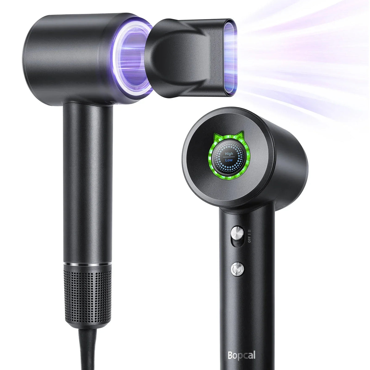 Lightweight Ionic Hair Dryer with 200 Million Negative Ions, 16 Settings, LED & Smart Temperature Control, 110,000 RPM – Black