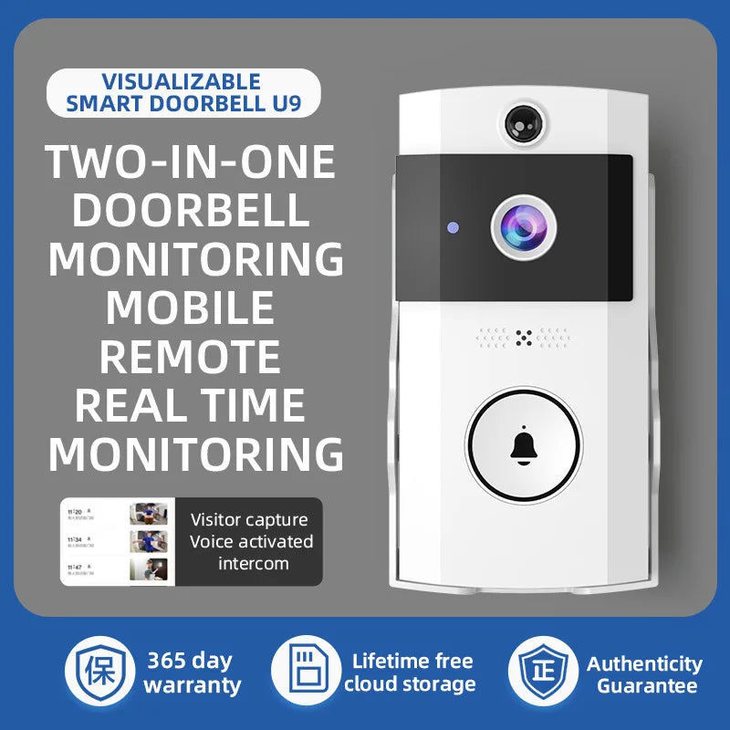 Wireless Solar-Powered Video Doorbell with HD and Night Vision