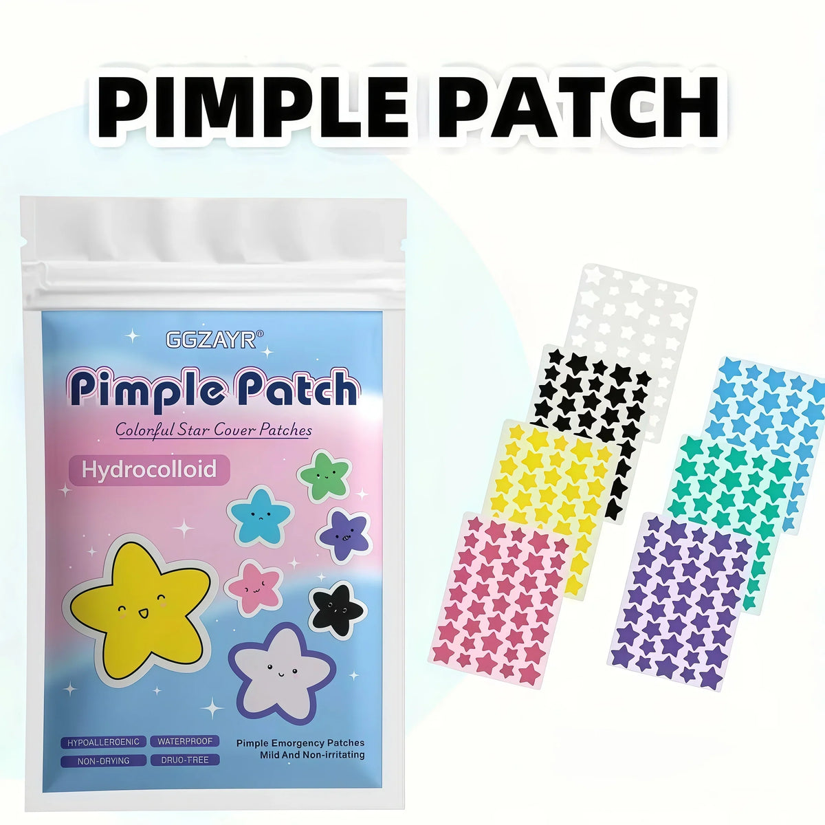 Seven-Color Star Pimple Patches (280/1120/1680pcs) – Fun, Invisible Hydrocolloid Dots for Gentle Skincare