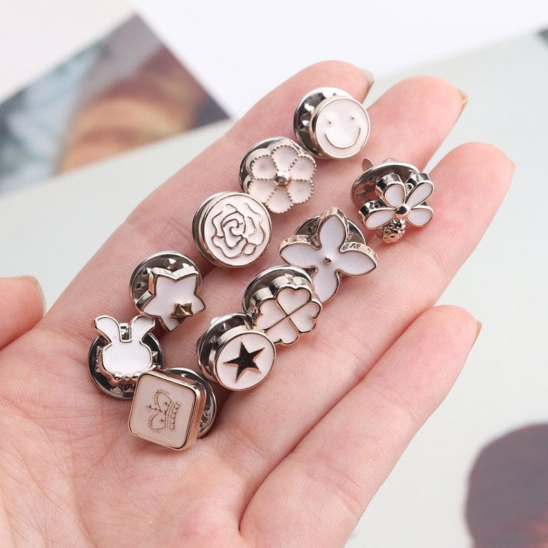 10-Pack Metal Snap Buttons – 50% Discount – White Flowers
