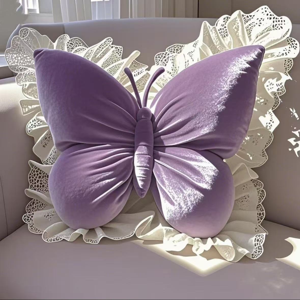 Charming Butterfly Accent Pillow for Enchanting Spaces – Purple