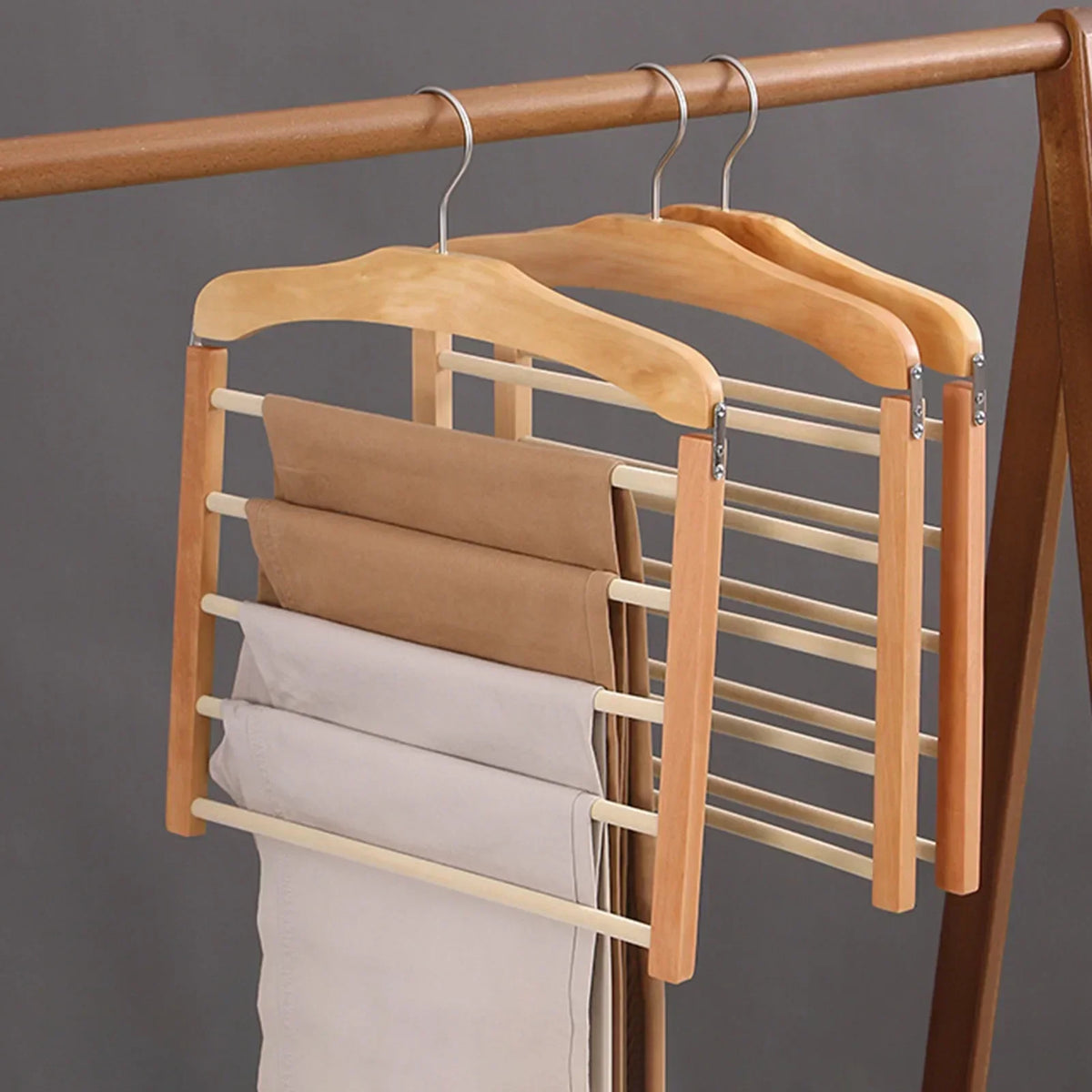 Space-Saving Multi-Functional Clothing Hanger – Cedar