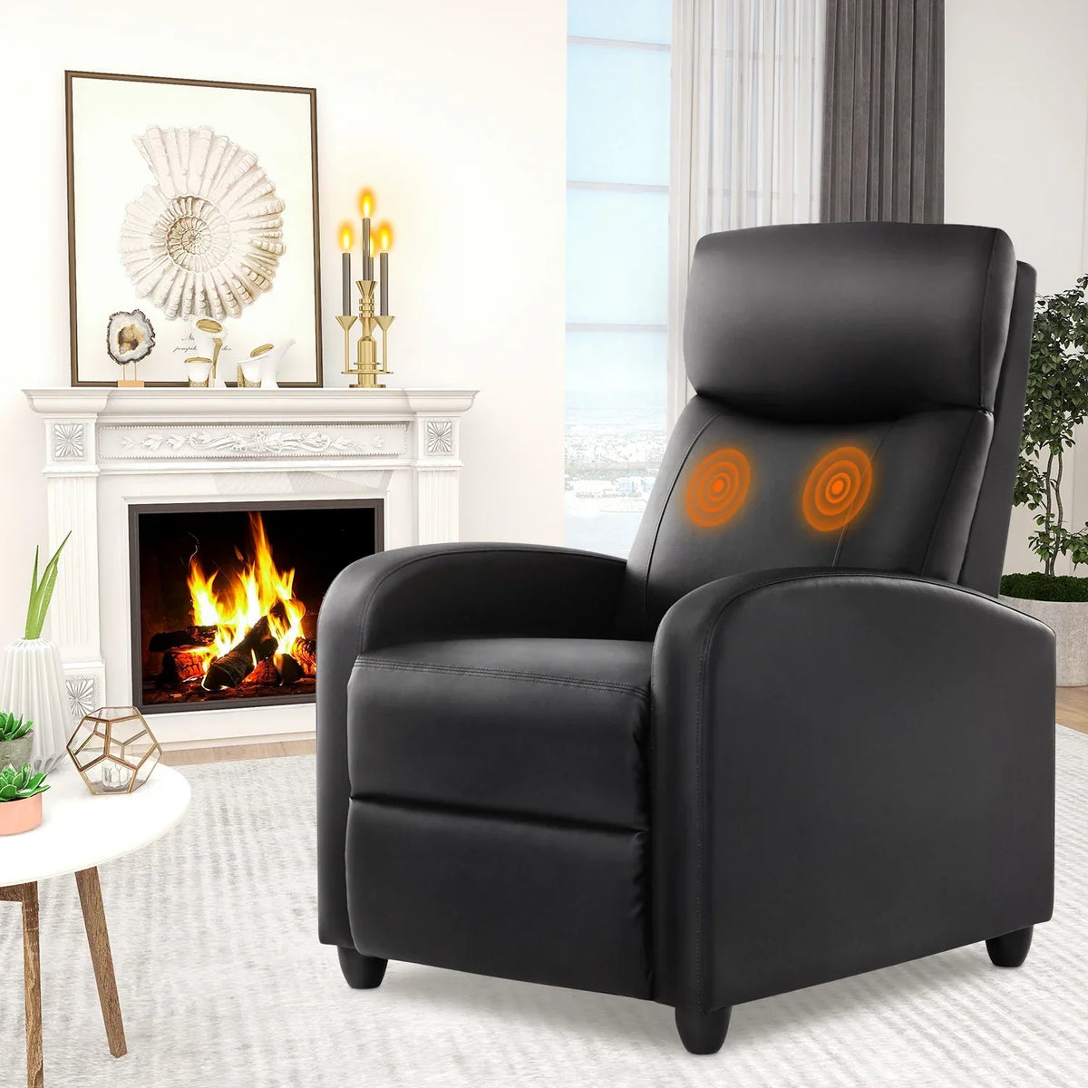 Reclining Massage Chair with Dual Lumbar Support | 8 Settings, 3 Levels, 90°–160° Angle, Footrest & 275 lb Weight Limit – Black