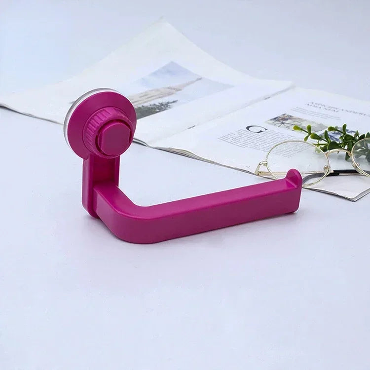 Toilet Paper and Towel Holder with Suction Technology - Waterproof & Strong for Bathroom, Kitchen & RV – Rose Red