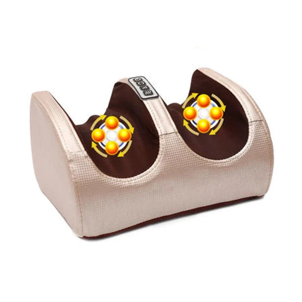 Foot Massager with Heat – 12 Kneading Nodes, Dual Rotation, 3 Intensities, 15-Minute Timer – Gold