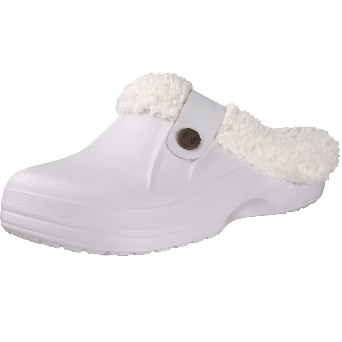 Unisex Non-Slip Slippers with Warm Fur Lining – White