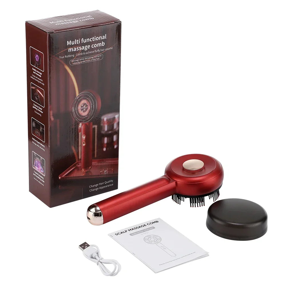 Scalp Comb Massager with 660nm LED Light | 3 EMS Levels, RGB Modes, 6ml Oil Applicator & USB-C