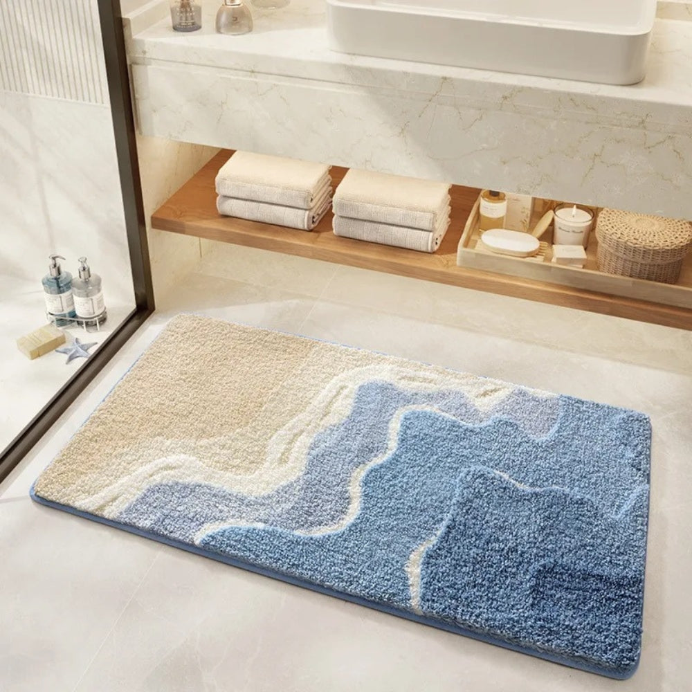 Bath Mat with Seaside Footprint Design – Coastal Steps