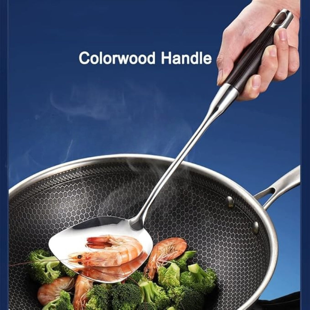 Elegant Steel and Wood Cooking Tool Set