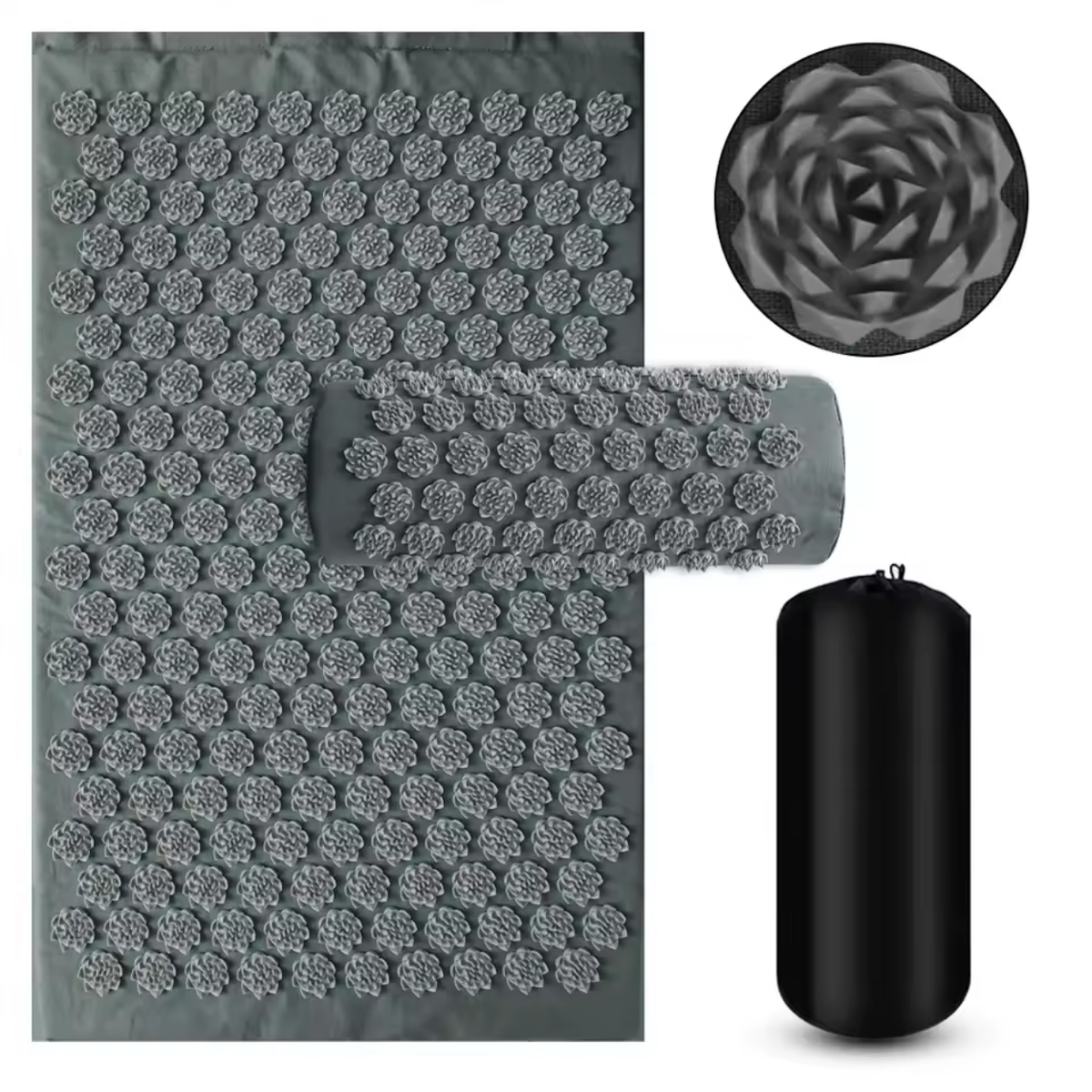 Massage Mat for Acupressure Therapy to Alleviate Muscle Tension – Gray