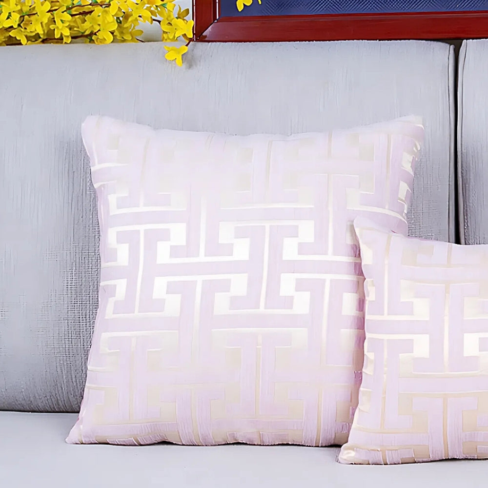 Chic Labyrinth Design Throw Pillow Cover – Blush Maze
