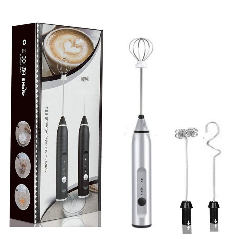 Electric Handheld Milk Frother – Cordless Blender for Creamy Foam – Silver