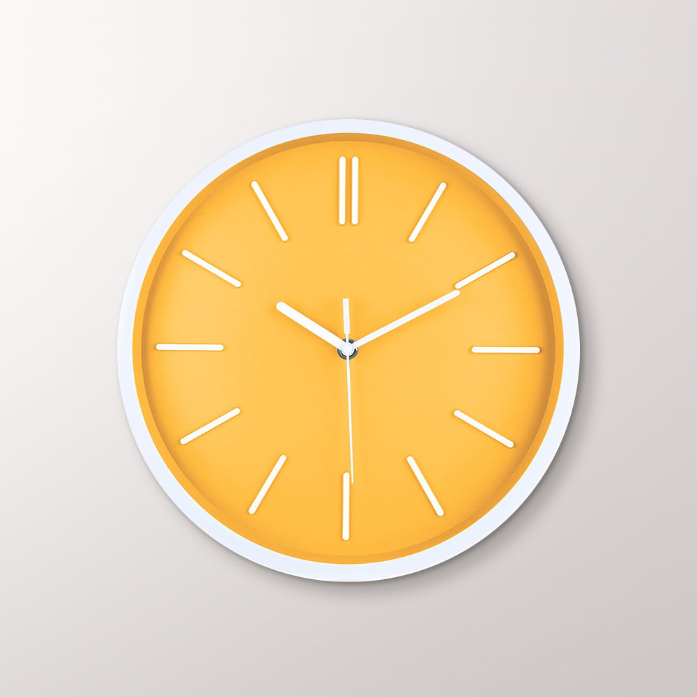 3D Wall Clock with Minimalist Tick Marks Design – Lemon yellow