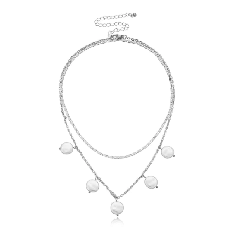 Layered Heart Shaped Pendant Necklace in Vintage Style – Silver 3