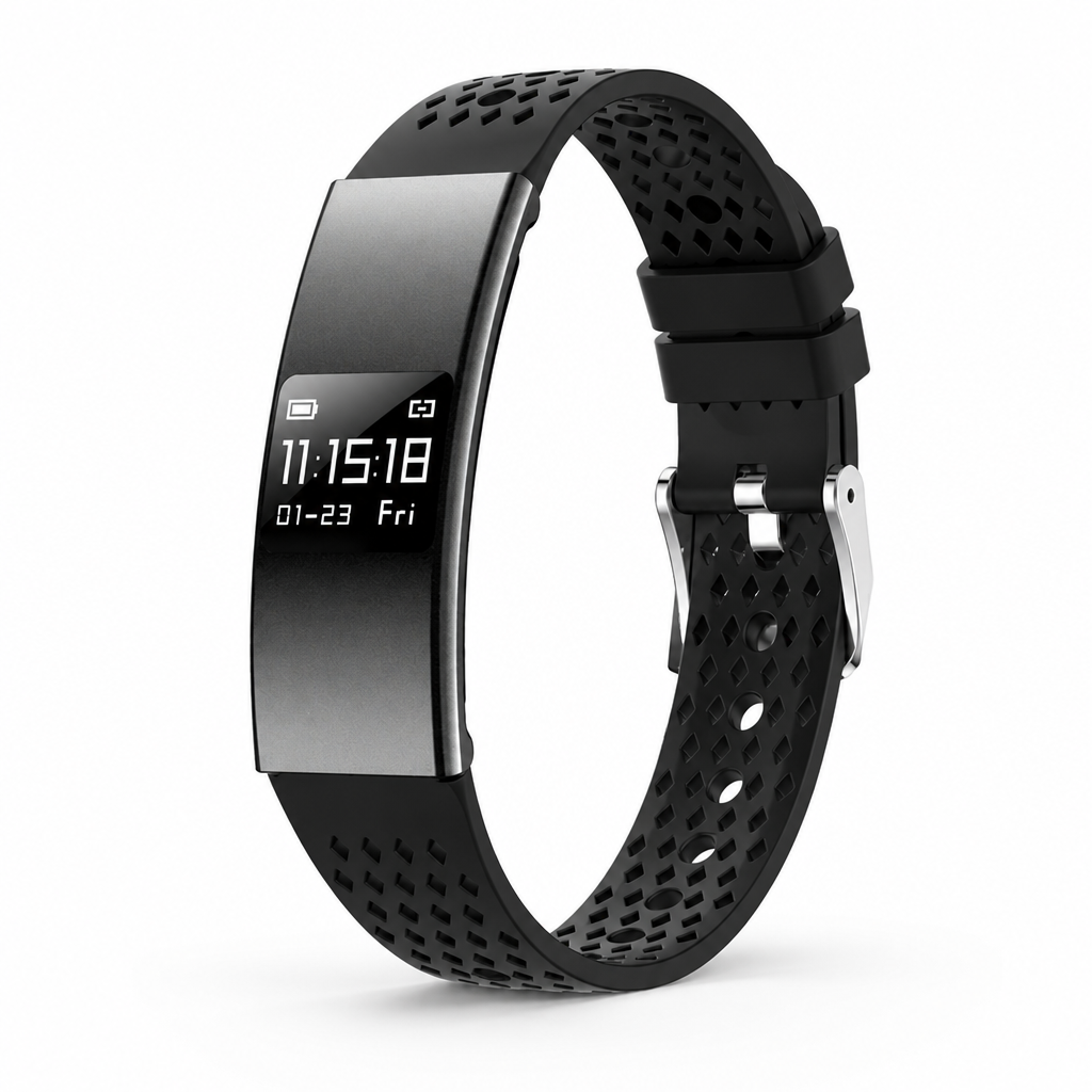 Sleek Waterproof Health Monitoring Smartband – Black