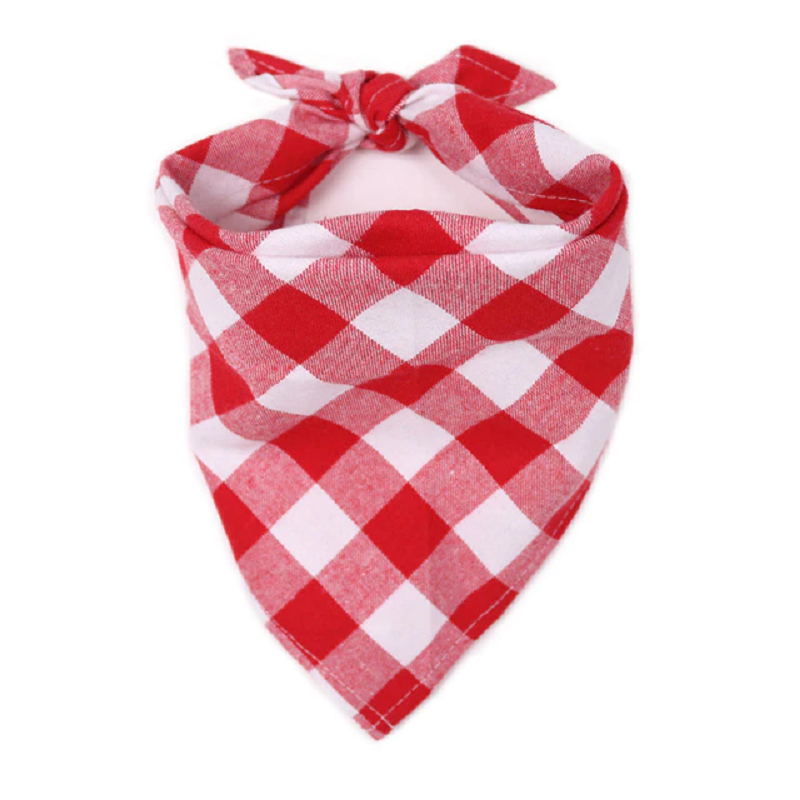 Plaid Dog Bandana in Red and Black for Pets – Red & white 2