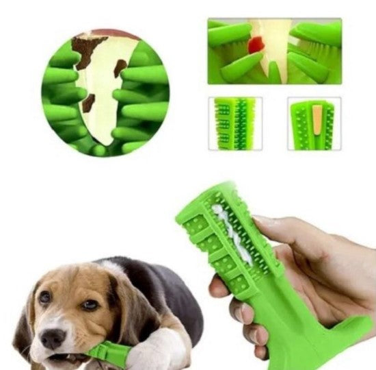 Pet Toothbrush with Bite Ring for Dental Care – Green
