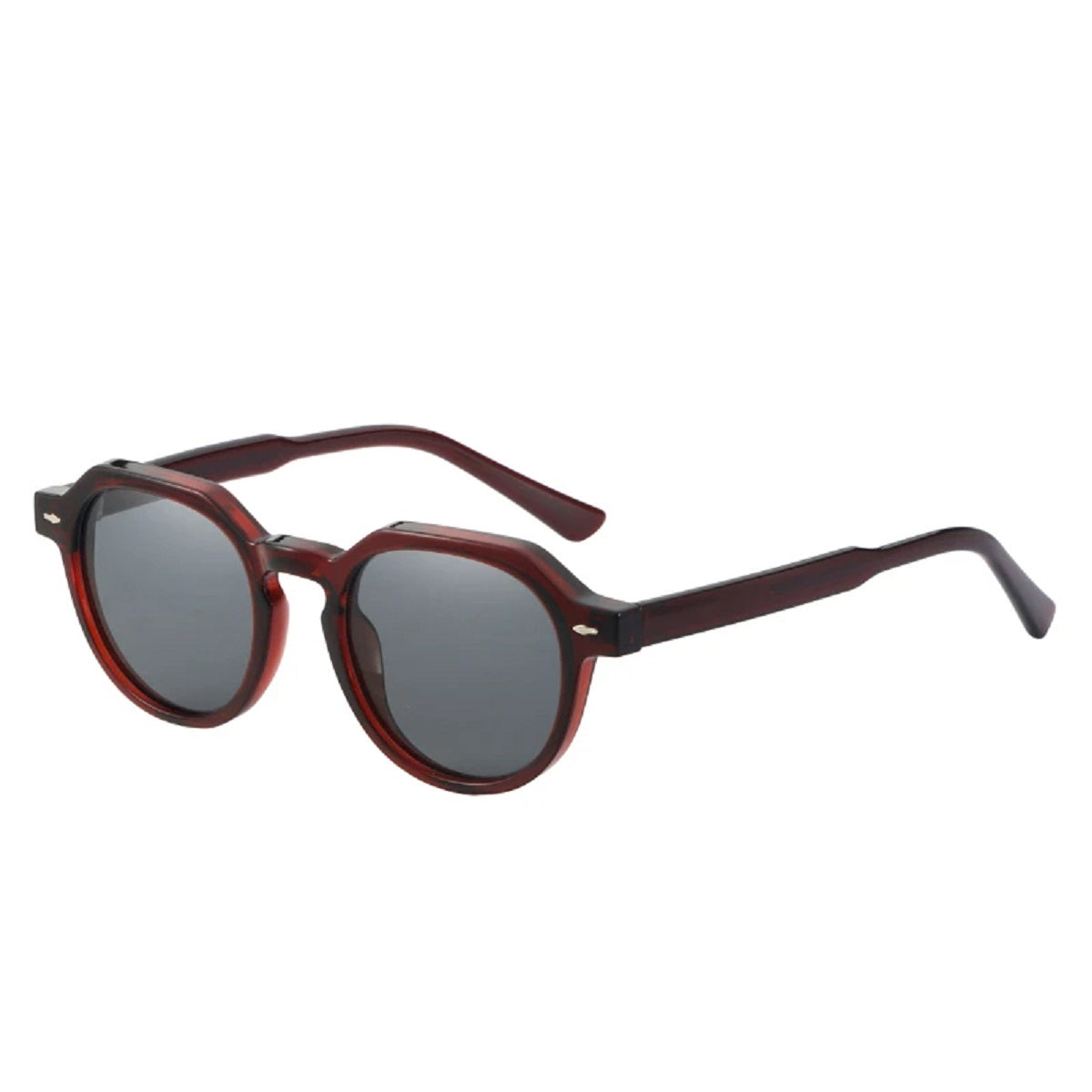 Retro Polarized Sunglasses in Acetate - Unisex Protective Eyewear – Trans Red Grey