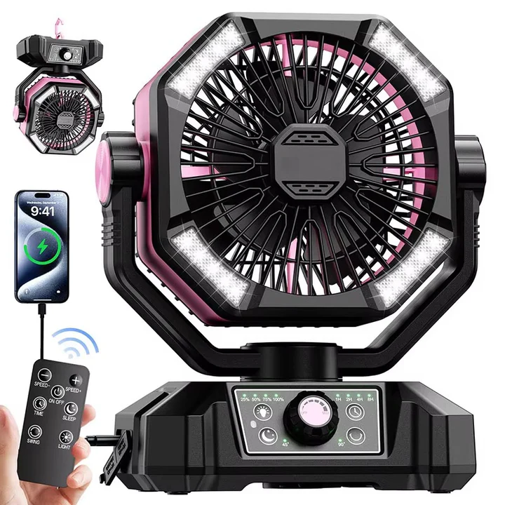 Compact Outdoor Cooling Fan for Camping Use – Pink