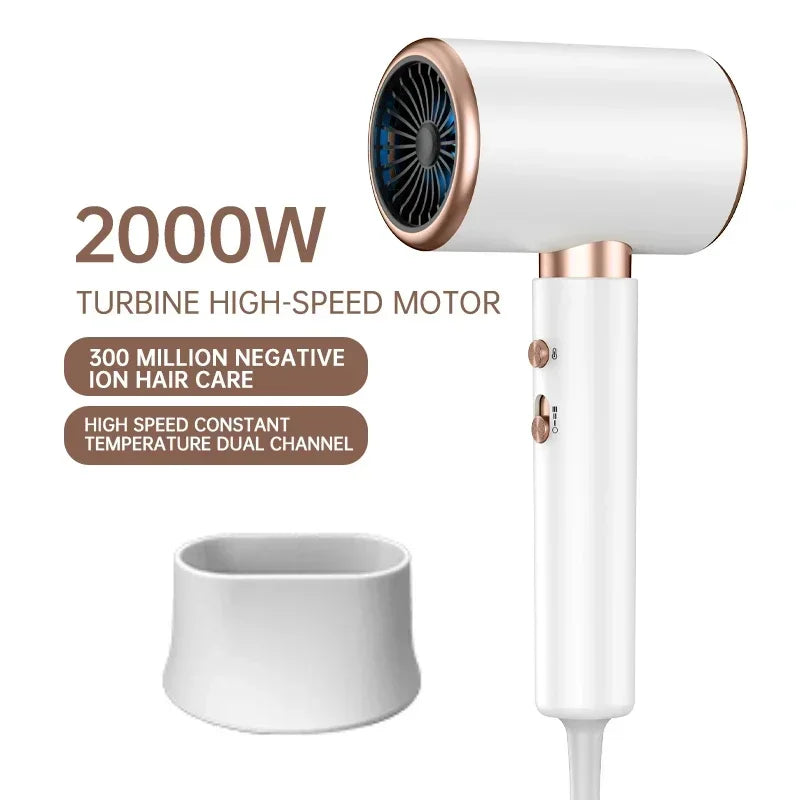2400W High-Power Hair Dryer with Cold and Hot Air Ion Technology – White