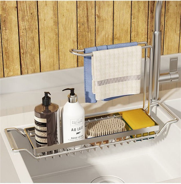 Adjustable Kitchen Sink Shelf - Space-Saving Design – Silver