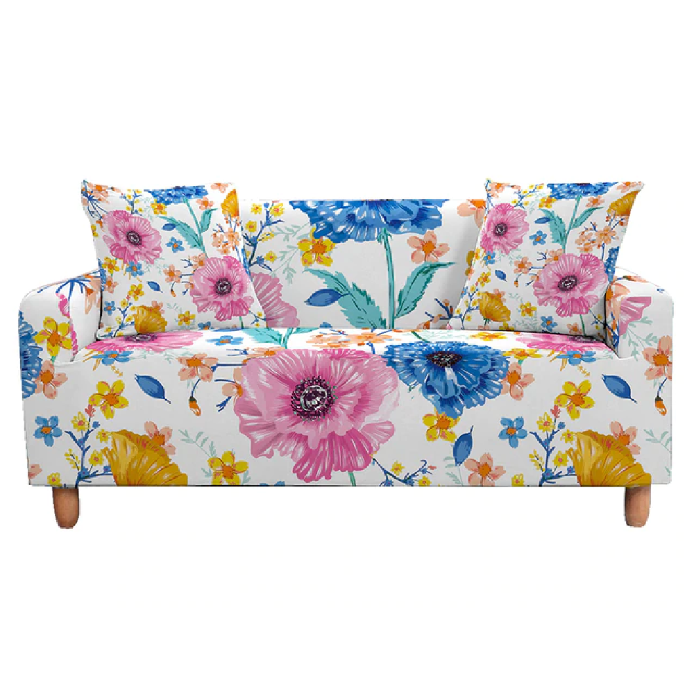 Elastic Sofa Protector Cover – White & Pink