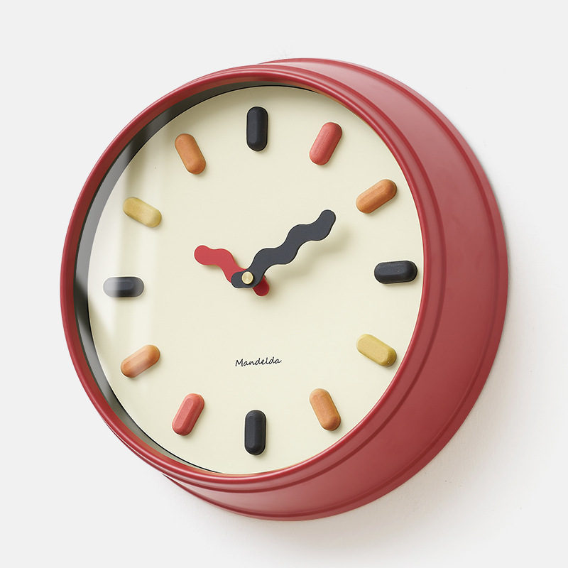 Silent Sweep 3D Wall Clock for Bedroom and Living Room Decor – Red