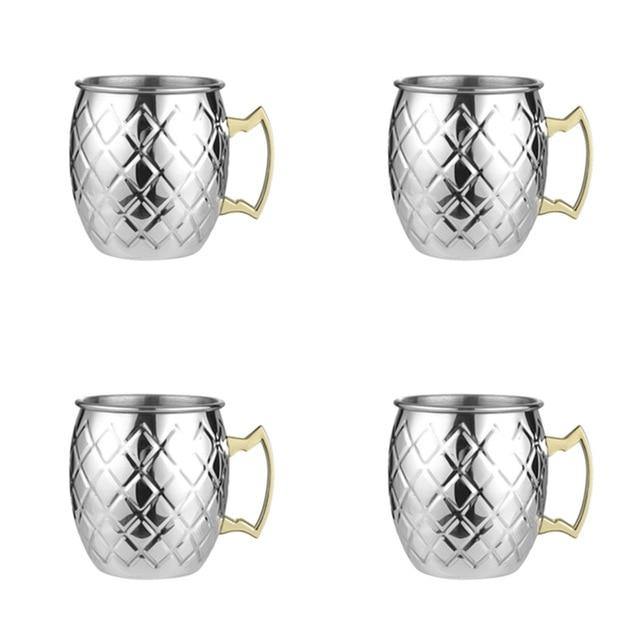 Copper Moscow Mule Cup – 4 Pieces Diamond Silver