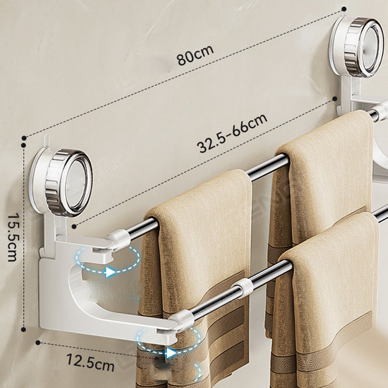 Double Towel Holder with Suction Cups | Effortless Stylish Towel Storage for a Tidy Bathroom – White