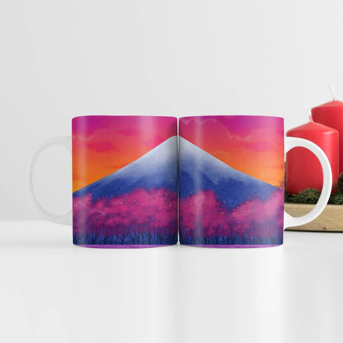 Twilight Fuji Tea Cup – White