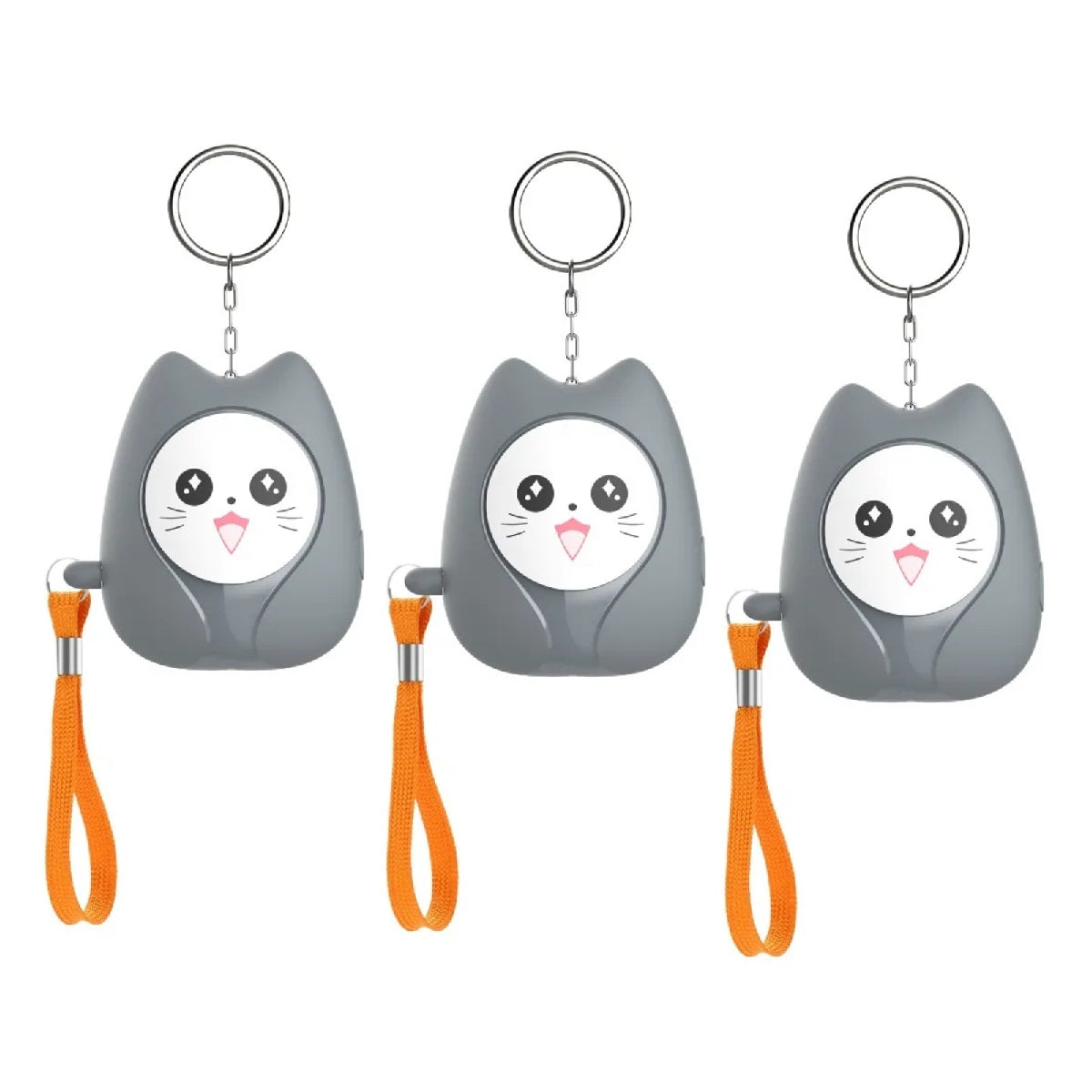 Self-Defense Keychain Alarm - Personal Safety Siren for Women and Girls – 3-Pc Grey