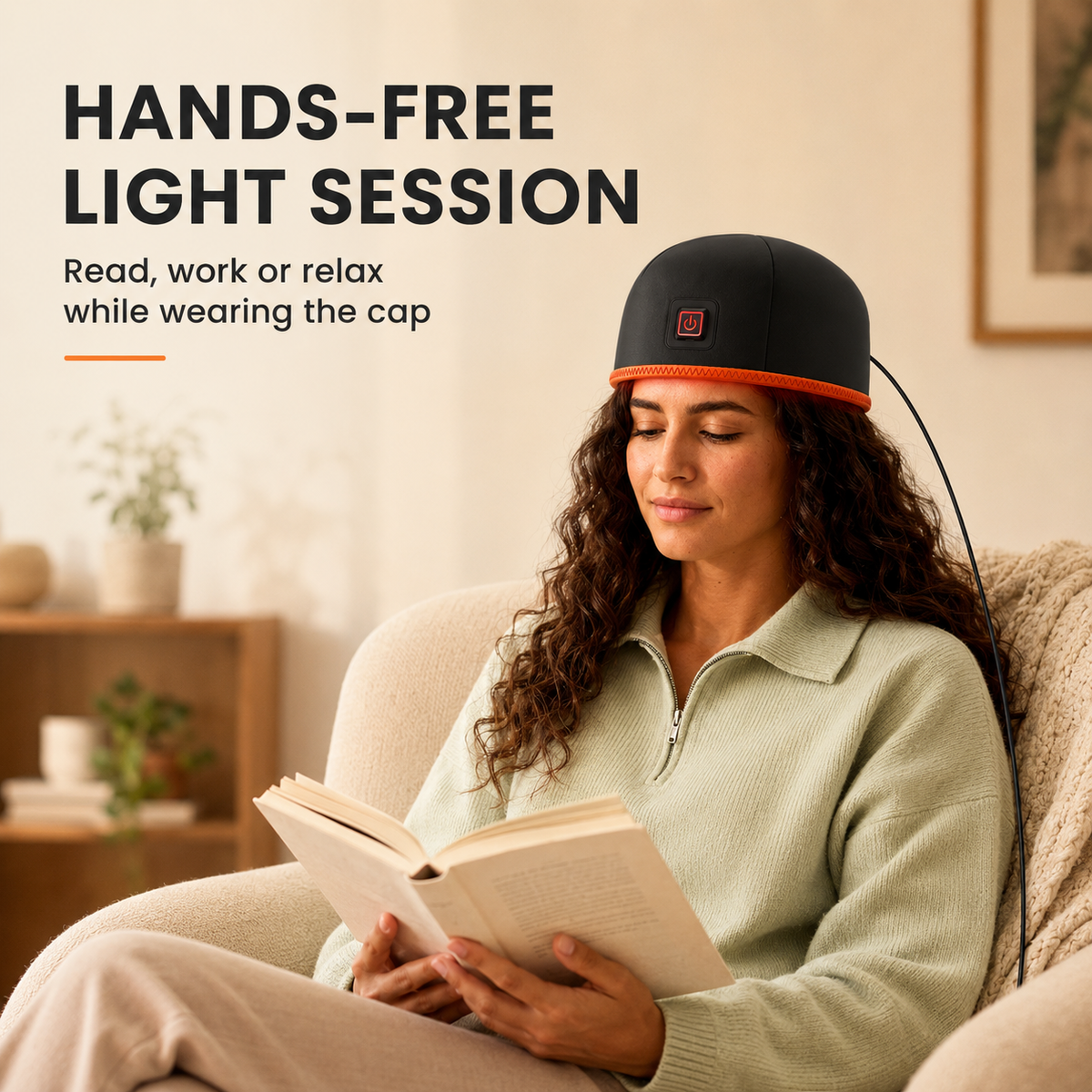 Red and Near-Infrared Light Therapy Cap | 660nm/850nm LEDs, Pulse Modes 10Hz/40Hz, Auto Shut-Off