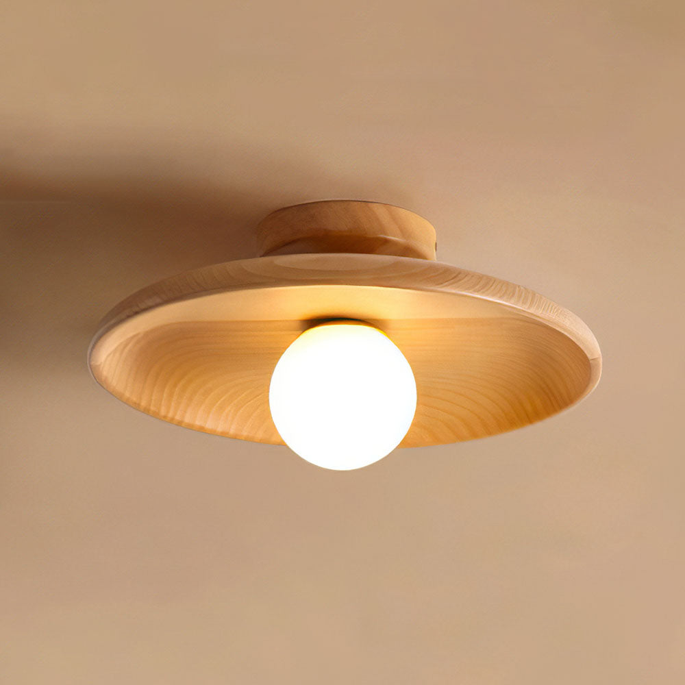 Nordic Style Round Ceiling Lamp - Minimalist Fixture for Hallway & Living Room – Wood