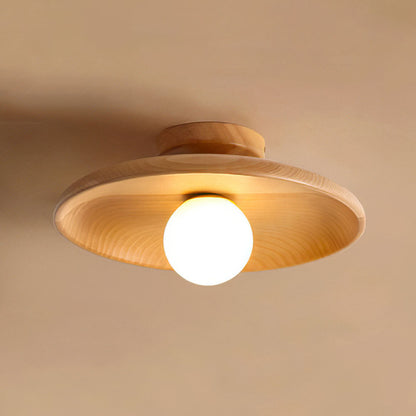 Nordic Style Round Ceiling Lamp - Minimalist Fixture for Hallway & Living Room – Wood