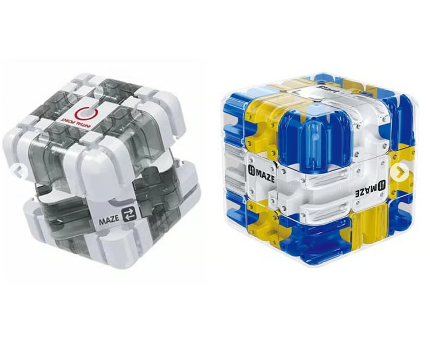 Interactive 3D Maze Challenge Cube for Kids – Gray+Blue