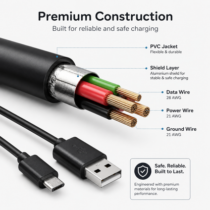 10-Foot Micro USB Cable – Tangle-Free Construction