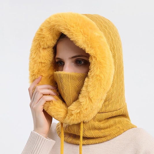 Women's Versatile 3-in-1 Winter Beanie with Face Shield – YELLOW