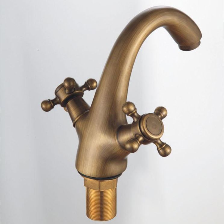 Wide Spread Industrial Bathroom Sink Faucet with 2 Cross Handle Taps