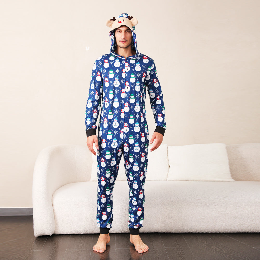 Blue Snowman Family Christmas Pajamas - One-Piece Outfit
