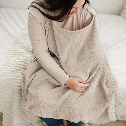 Breathable Cotton Nursing Blanket – Soft Comfort Cover for Mothers – Khaki