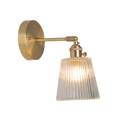 Industrial Wall-Mounted Reading Light with Swing Arm and Clear Glass Shade – Clear