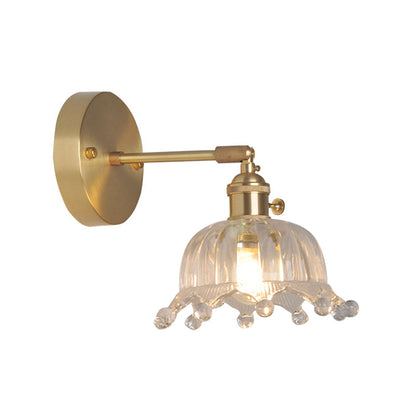 Industrial Wall-Mounted Reading Light with Swing Arm and Clear Glass Shade – Clear