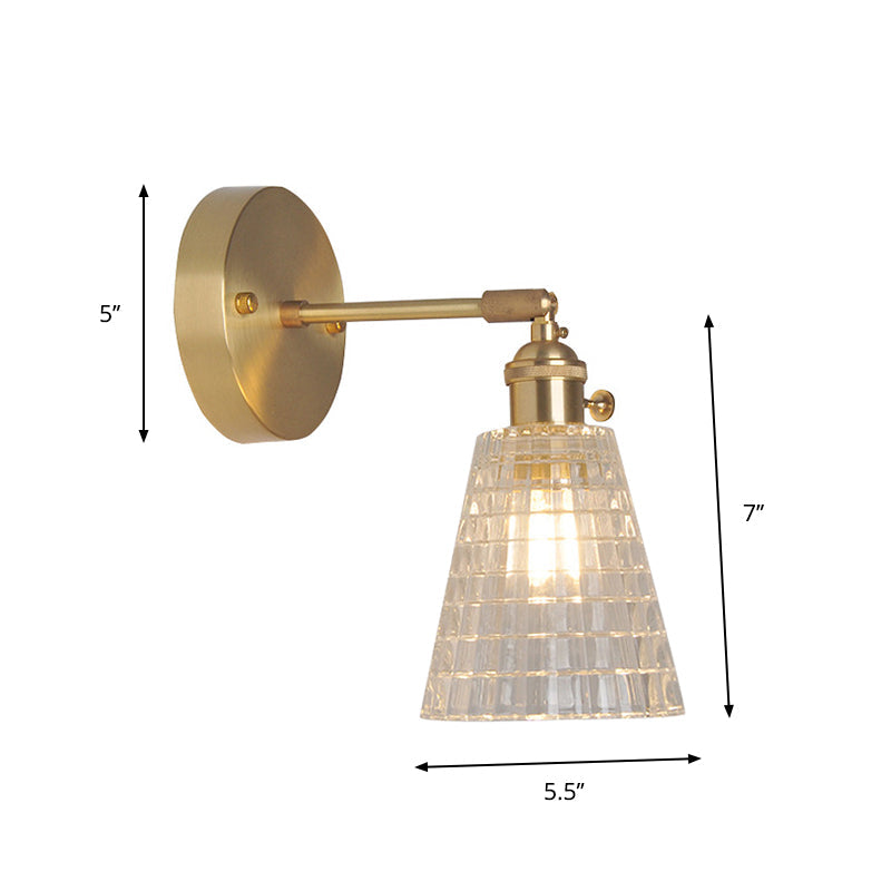 Industrial Wall-Mounted Reading Light with Swing Arm and Clear Glass Shade – Clear