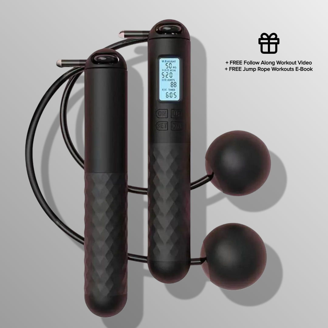 Smart Wireless Jump Rope with Calorie Tracker – Black
