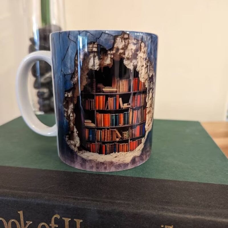 3D Mug Shaped Like a Bookshelf