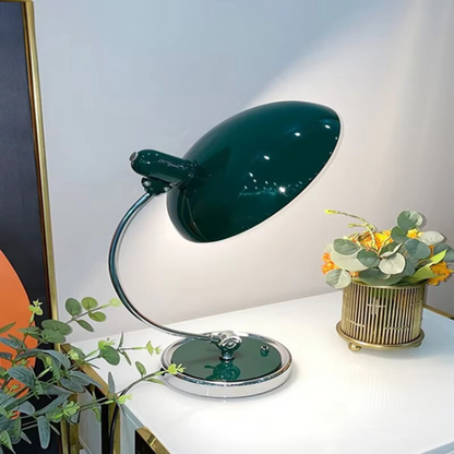 Curved Metal Desk Lamp in Chrome for Modern Bedroom Lighting