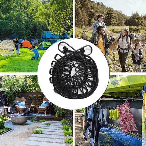 Compact Outdoor Drying Line with Clips for Every Adventure – Black